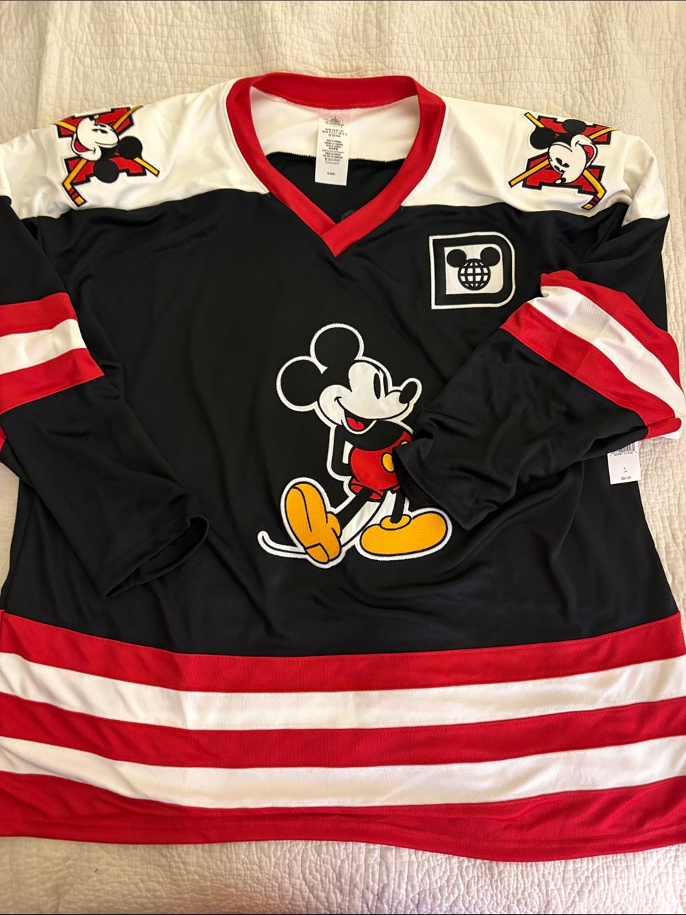Mickey Mouse Black & Red Hockey-Style Long Sleeve Top